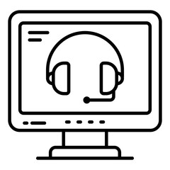 Wall Mural - a colored design icon of online helpline