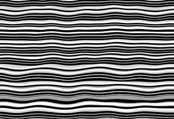 Wall Mural - seamless wavy black and white stripes, thin horizontal lines on monochrome background, background, f