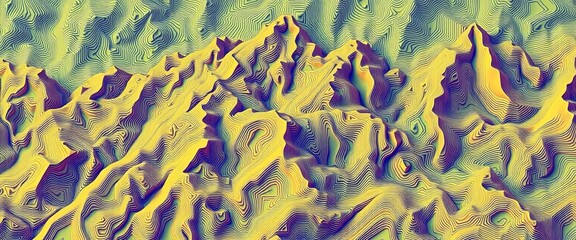 Wall Mural - seamless geometric pattern of intersecting topographic contour lines creating a stylized mountain ra
