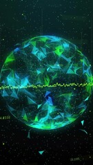 Wall Mural - animation of data processing over globe on black background