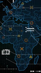Wall Mural - animating world map with data points and network connections for presentation