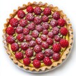 © tharushi - A gourmet raspberry tart with a golden buttery crust,
