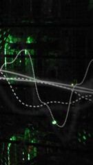 Wall Mural - waveform animation over green-lit server racks in data center