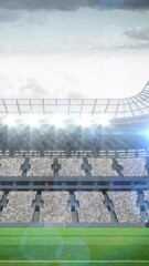Sticker - animation of referee holding red card on pitch in sports stadium