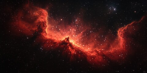 Wall Mural - stunning view of cosmic nebula illuminated by vibrant red and orange hues in deep space