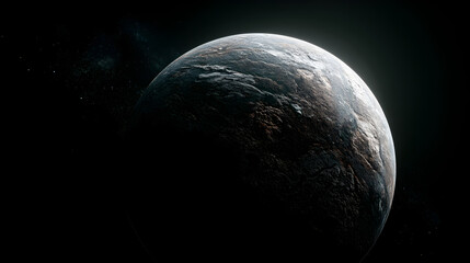 Wall Mural - A distant planet with visible surface details surrounded by the vast darkness of outer space