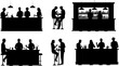 © Misho - Set of people dining silhouettes for various restaurant, cafe, and bar scenes