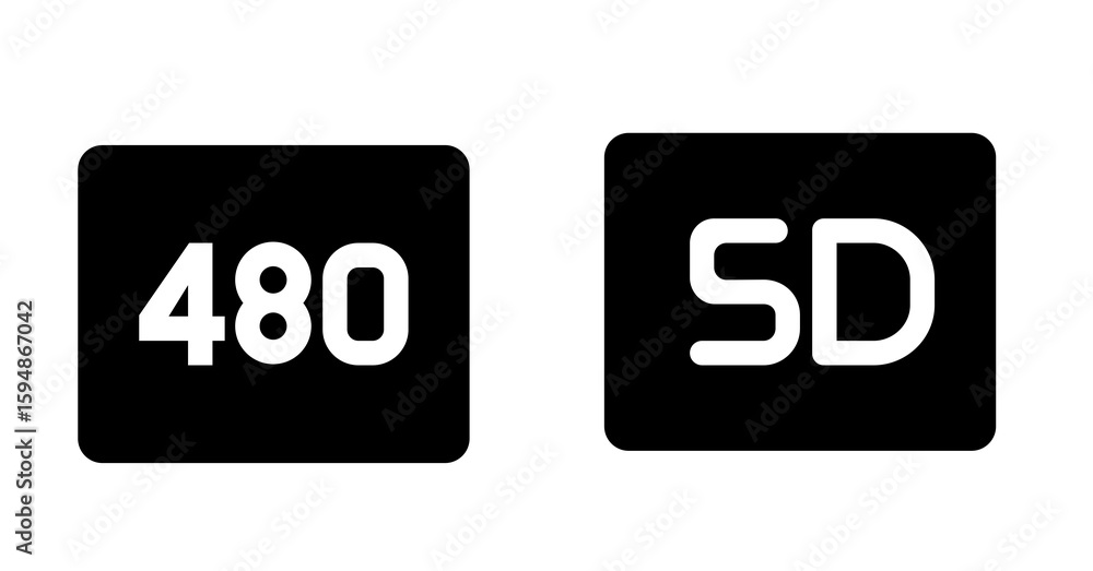 480p vs. SD: High Definition and Standard Definition Comparison Icons ...