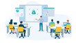 © Pixel Empire - Illustration of a security training session with instructor and students using laptops in a classroom setting