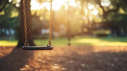 Wall Mural - empty swingset in tranquil park during sunrise, creating serene and nostalgic atmosphere
