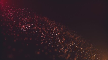 Wall Mural - warm glowing particle wave background with sparkling bokeh lights and shiny particles in fluid motio