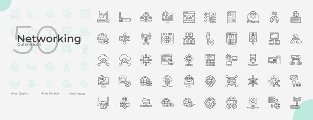 Networking Line Editable Icons set. Vector illustration in modern thin line style of Networking icons: network, global, connection, etc