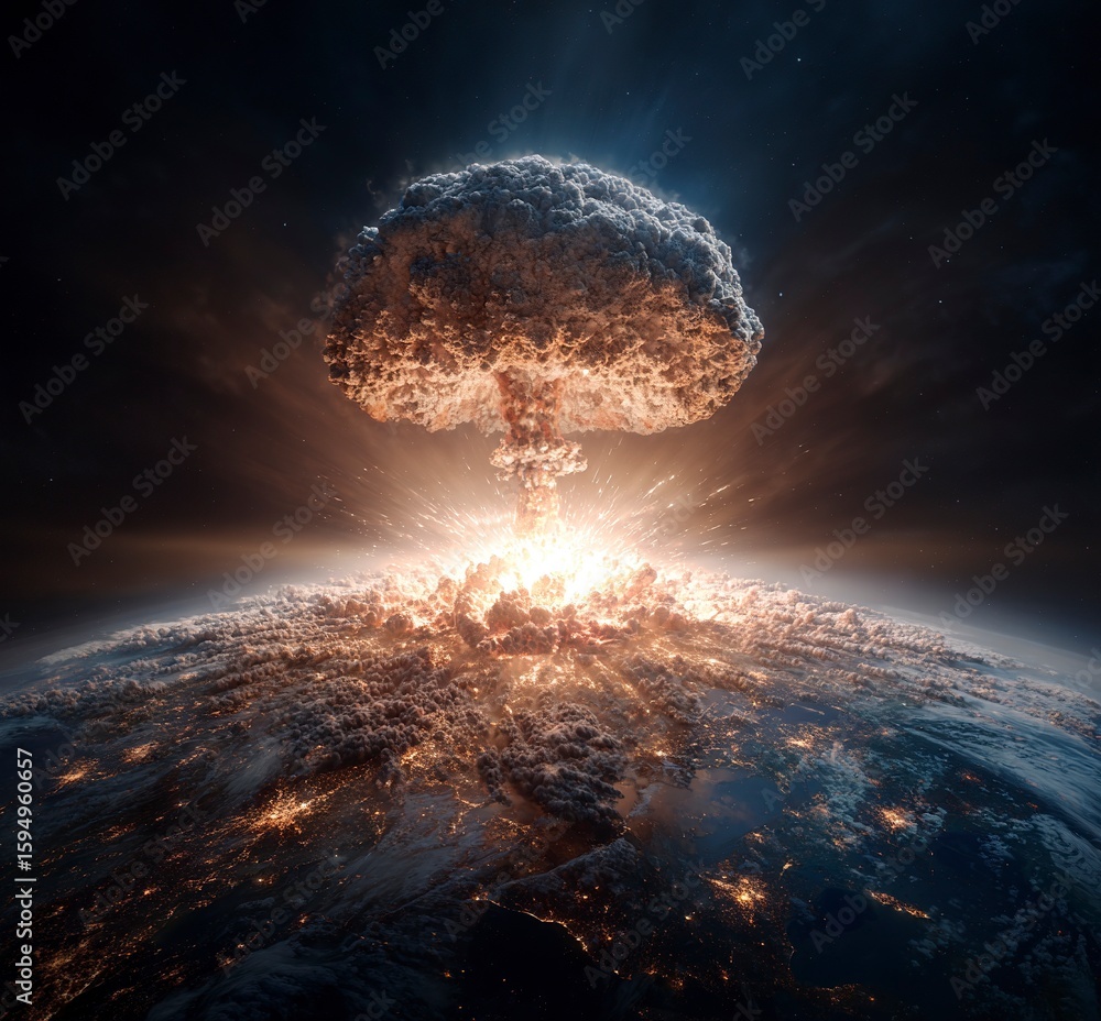 A background of the Earth exploding in space, with an explosion on one ...
