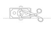 © tere - Black and White Illustration of Scissors Cutting a Dollar Bill