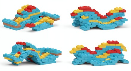  Colorful miniature dragon building blocks toys