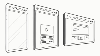 Mobile app development design mockup for user interface and user experience on multiple devices concept