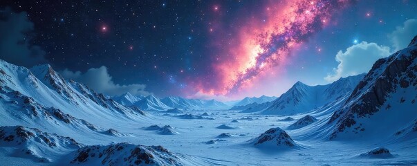 Wall Mural - Vast, desolate expanse of icy nebulae and frozen stars in the deep, dark universe A chilling cosmic landscape of interstellar ice and dust , universe background, star cluster, winter sky