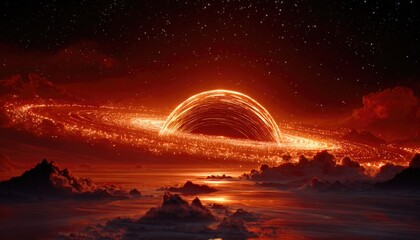 Wall Mural - Detailed view of cosmic black hole eruption