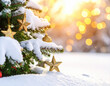 © Patipon - Winter wonderland celebration christmas tree outdoor scene sunset glow festive atmosphere nature's beauty