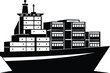 © VectorEliteX - Container ship silhouette, cargo vessel icon, freight transport vector, maritime shipping graphic