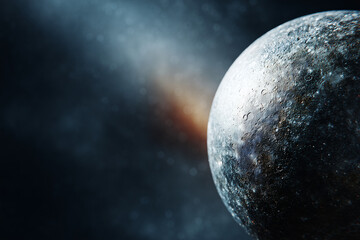 The planet with beautiful clouds in the outer space environment