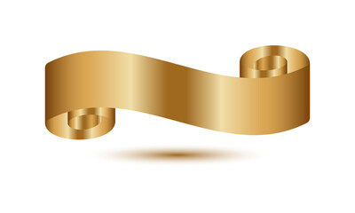 Wall Mural - Gold ribbon template on white background.