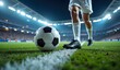 © Teerada - Football Player Preparing to Kick Ball in Stadium