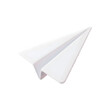 © 3D PNG Element - 3d rendering A simple white paper airplane flying forward on a transparent background isolated on transparent background