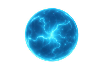 Wall Mural - electric currents flowing inside a blue energy sphere on transparent background, ideal for visual ef