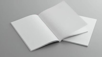 Blank Open Magazine Mockup with White Pages and Cover
