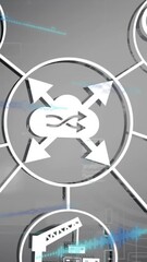 Wall Mural - animation of data processing over media icons