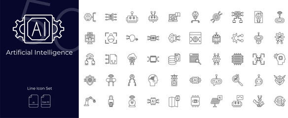 Artificial Intelligence Line Editable Icons set. Vector illustration in modern thin line style of Artificial Intelligence icons: ai, technology, innovation, etc