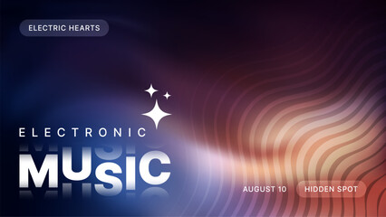 Wall Mural - electronic music party poster with dark background and geometric wave pattern for club event promoti