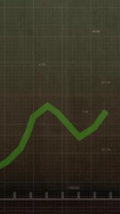 Wall Mural - Animation of green line graph fluctuating on dark grid background