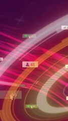 Wall Mural - swirling red and orange animation with digital data visualization and icons