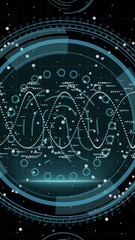 Wall Mural - digital network and data processing animation with futuristic circular interface
