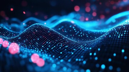 Wall Mural - digital data flow: this image shows an intricate digital data flow, where waves of glowing blue and 