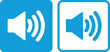 © cool vp - Blue speaker button icon set in two styles . Sound icon . Volume button icon . Vector illustration