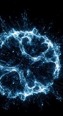 Abstract blue glowing network structure on black background with connected lines and dots