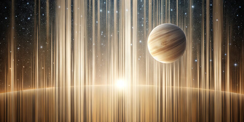 Wall Mural - beautiful display of vibrant lines of light stretches across the cosmos, with a large planet visible