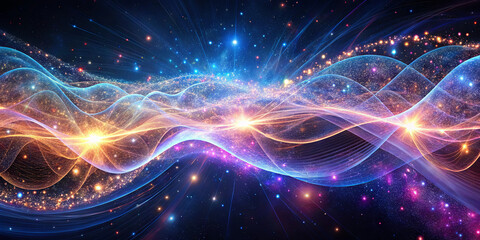 Wall Mural - swirling waves of radiant colors and sparkling stars fill the expanse of space, showcasing a mesmeri