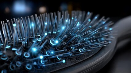Wall Mural - futuristic comb with shiny blue teeth