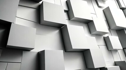 Dynamic 3D White Cubes Wall Animation, Seamless Looping Background for Creative Projects