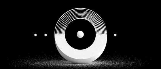 Wall Mural - abstract black and white geometric design with sphere and circle elements modern minimalist concept 