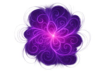 Wall Mural - purple plasma flower radiating luminous energy, transparent background, blossoming with digital crea