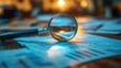 © btiger - Magnifying glass lying on scattered financial documents with graphs and charts under warm lighting, suggesting detailed analysis and investigation