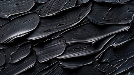 Wall Mural - black acrylic paint strokes create rich, textured surface on canvas, showcasing depth and movement o