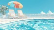 © いっちょー - プールサイドの背景イラスト、Youtube、サムネイル、素材、ブログ