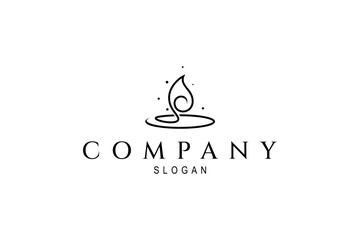 Wall Mural - minimal burning candle wick logo vector