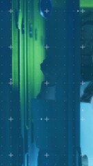 Wall Mural - analyzing data with digital overlay, woman wearing headphones in server room